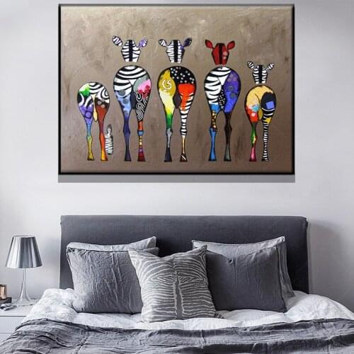 Abstract Zebra Canvas Art Paintings On The Wall Colorful Animals Art Prints African Animals Art Pictures For Living Room Wall