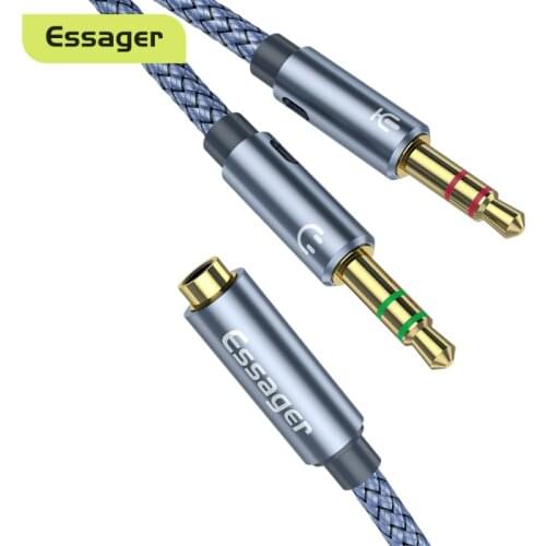Essager Headphone Audio Splitter 3.5mm Female To 2 3.5 Mm Jack Male Aux Cable For Computer Speaker Mic Y Splitter To PC Adapter