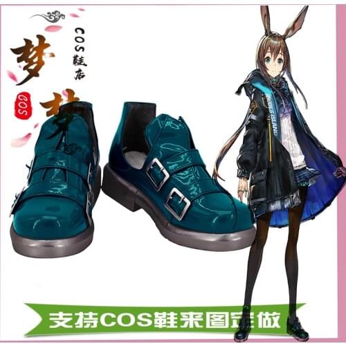 Anime Arknights Amiya Black Dark Blue Cosplay Shoes Cosplay Long Boots Leather Halloween Carnival Cosplay Costume Accessories