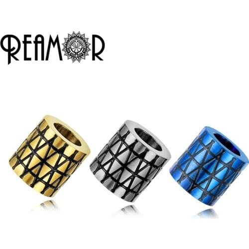 REAMOR 5pcs Metal Beads Mirror Polished Rose Gold/Blue Plated Stainless Steel Beads For Jewelry Making Bracelet DIY Charms Beads