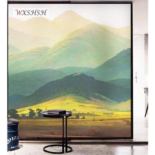 Electrostatic Custom Size Window Film Mountain Pattern Decor Raamfolia Durable Glass Foil For Bathroom Bedroom Kitchen Balcony