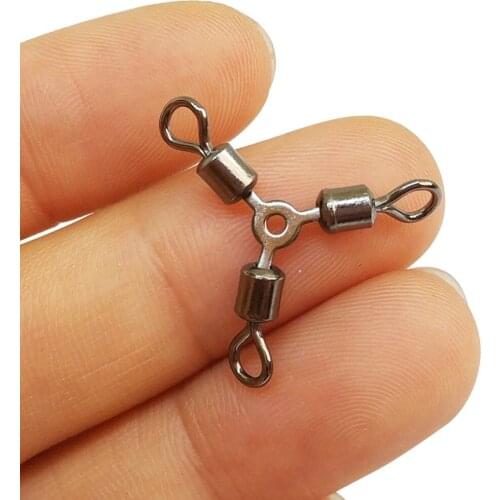 F2011 1000pcs O-shape 3 way rolling swivels fishing tackle fishhooks fishing connector fishing swivels hengelsport pesca vissen