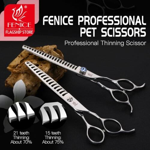 Fenice 7.0 inch Professional Pet Grooming Thinning Shear Scissors Japan 440C Stainless Steel Thinning Rate 70%/75