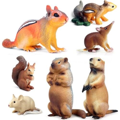 Simulation Animal Toy Mouse Chipmunk Groundhog Squirrel Child PVC Action Figures Collection Model Doll toy for children Kid Gift