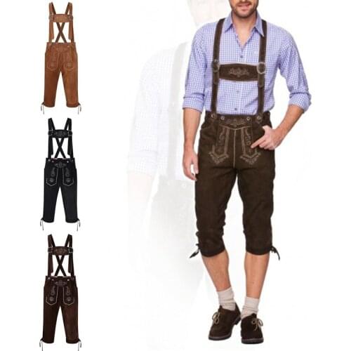 Adult Men Oktoberfest Lederhosen Costume Man Bavarian Octoberfest German Festival Beer Male Cosplay Bartender Waitress Outfit