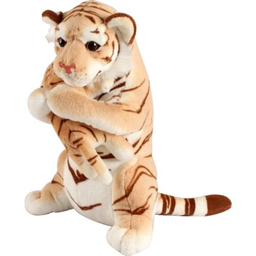 Creative simulation champagne tiger toy plush high quality tiger mother&baby doll gift about 38cm 2804