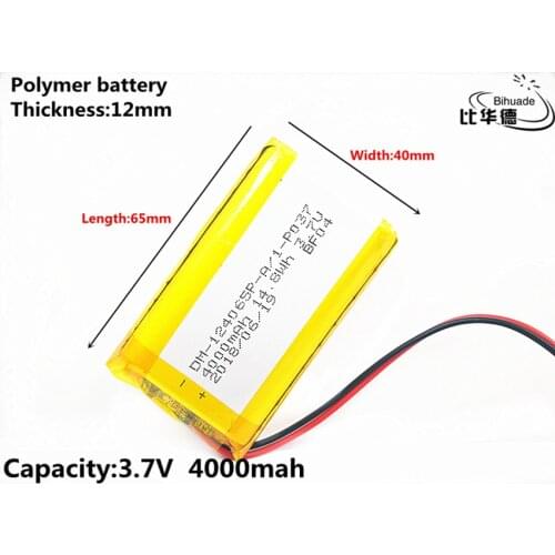 Liter energy battery Good Qulity 3.7V,4000mAH,124065 Polymer lithium ion / Li-ion battery for TOY,POWER BANK,GPS,mp3,mp4