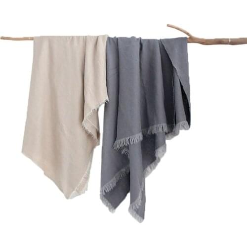 Linen Blankets Tassels Small Blankets Summer Office Soft Blankets Air Conditioning Blankets Nordic Style Siesta Throw Blanket