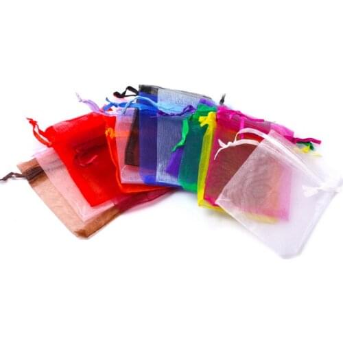10pcs/lot 7x9cm 9x12cm Drawstring Organza Bags Jewelry Packaging Bag Christmas Decoration Wedding Favor Pouches & Gift Bag