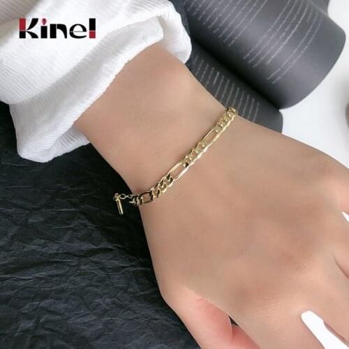 Kinel Minimalist 925 Sterling Silver Fashion Thick Chain Bracelets for Women Sterling Silver Wedding Jewelry Gift