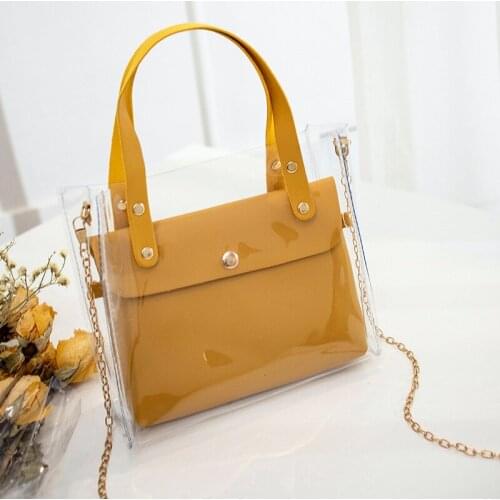 Fashion Jelly Bag Women Small Transparent Shoulder Handbags PU Mini Mobile Phone Chain Crossbody Messenger Bag for Girls