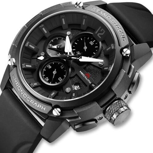 Wholesale Price MEGALITH Men Watches Waterproof Sport Quartz Watch Clock Man Silicone Strap Multifunction Date Analog Watch 8231