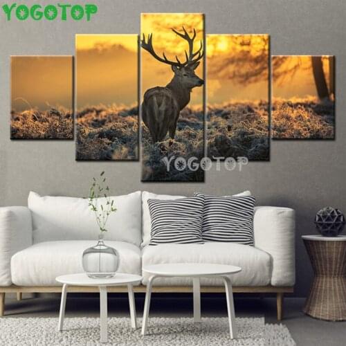 5D DIY Diamond Painting Cross Stitch kit 5 Pieces Sunshine Forest Trees Animal Deer Landscape Diamond Embroidery 5pcs set ML1429