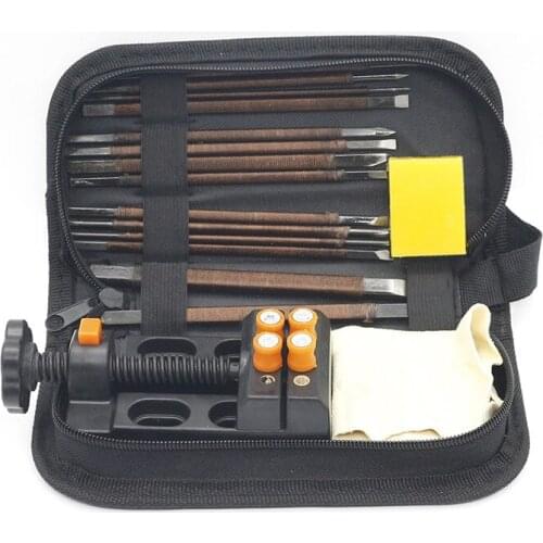 18-piece Manganese Steel Carving Knife Set Seal Carving Knife Stone Jade Carving Cutting Tool with Eight-Hole Vise