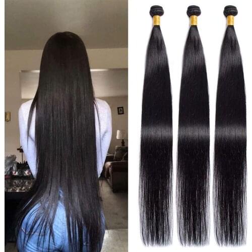 Natural Color Brazilian Hair Weave Bundles 30 32 34 36 38 40 Inch Straight Remy Human Hair Bundles Virgin Hair Weave Extension