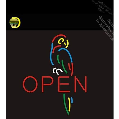 Open Parrot Beer Neon Sign Neon BulbsSign Neon Light Room Recreation Real Glass Advertisement Sign Lighting Recreation Room beer