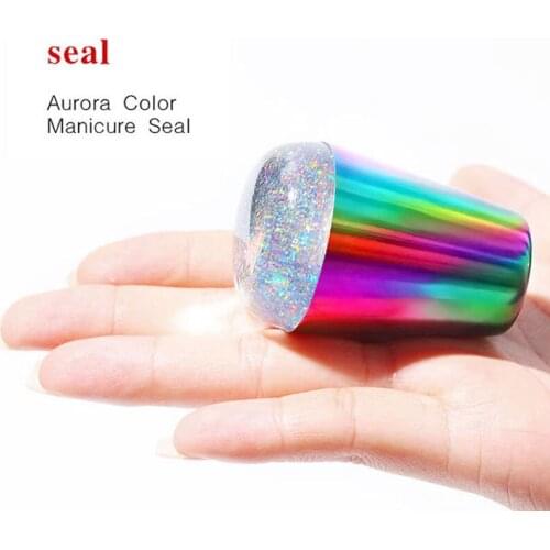 2020 New Colorful Nail Stamper Clear Laser Silicone Head Big Handle Seal Symphony Printing Tool Polish Transfer Template Kits
