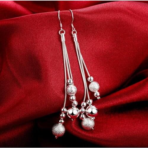 New 2021 Jewelry 925 Sterling Silver Earring High Quality Fashion Woman tassel bead drop earrings Holiday Gifts