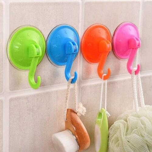 New Color Plastic Vacuum Suction Cup Hook Kitchen Bathroom Seamless Towel Hook Tile Glass Wall Hanger Hook