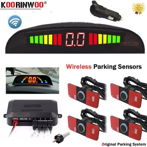 Koorinwoo Electromagnetic Wireless Car Parktronics 4 Original Flat 13mm Parking Sensors Screen Radars Detector Backlights System