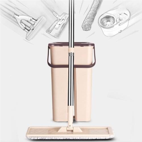 Flat Squeeze Mop with Bucket Kit 360 Degree Rotating Mops Wet or Dry Usage Mop for Kitchen Portable Home Floor Cleaning Tools