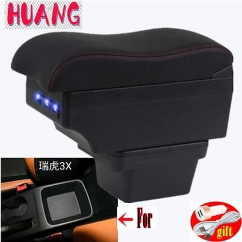 For Chery Tiggo 3X Armrest box For Chery tigo2 Interior Parts Car Armrest box Retrofit parts Storage box with USB LED