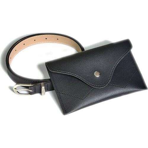 8PCS / LOT Simple Waist Bag Womens Fashion PU Leather Waist Bag Women Belt Bag Waterproof Belt Woman Waist Luxury Bag For Phone