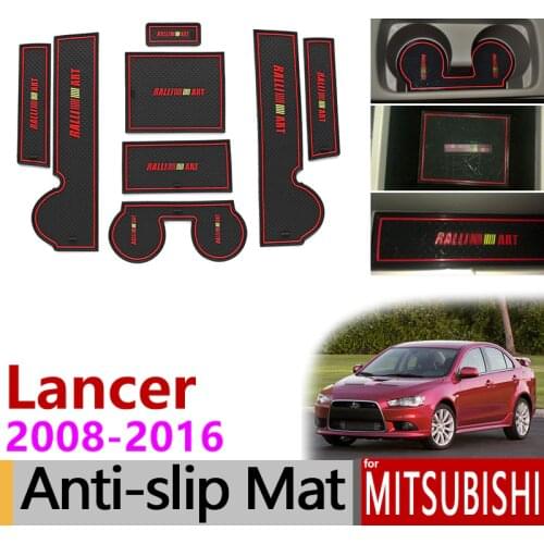 Anti-Slip Gate Slot Mat Rubber Cup Coaster for Mitsubishi Lancer 2008 - 2016 Ralliart EVO X Galant Fortis EX Accessories Sticker