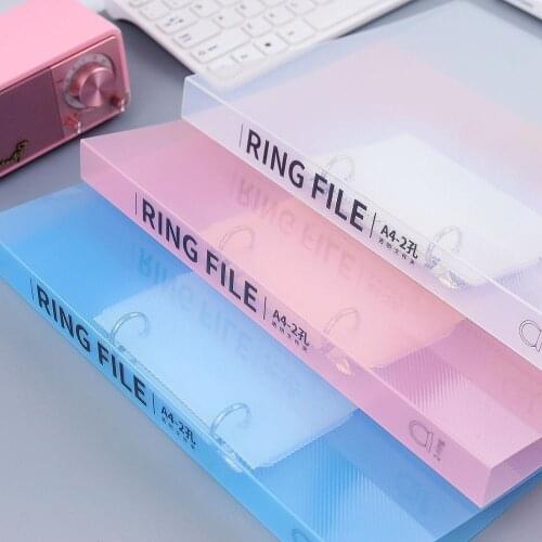 Colorful A4 folder two-hole binder office information storage folder with 2 holes transparent frosted metal clip picture book
