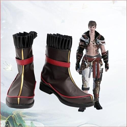 FF14 Warrior of Light Shoes Cosplay Final Fantasy XIV Hydaelyns Chosen Cosplay Boots Leather Shoes