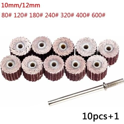 Grinding Wheel 10-12mm Dremel Sandpaper for Dremel Abrasive Tools Sandpaper Rust Removal Polishing Tools 80-600Grit Sanding Flap