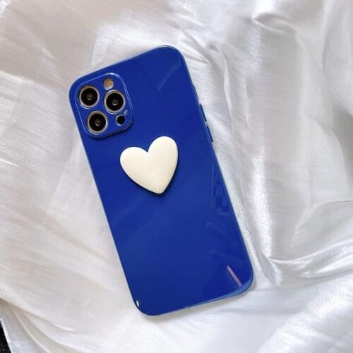 Klein Blue Paint 3D Heart Case for iPhone 12 Pro Max Back Phone Cover for 12 11 Pro Max X XS XR 8 7 Plus SE 2020
