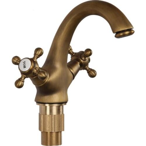Bathroom faucet antique bronze brass basin sink mixer tap double handles mixer water tap sink basin tap