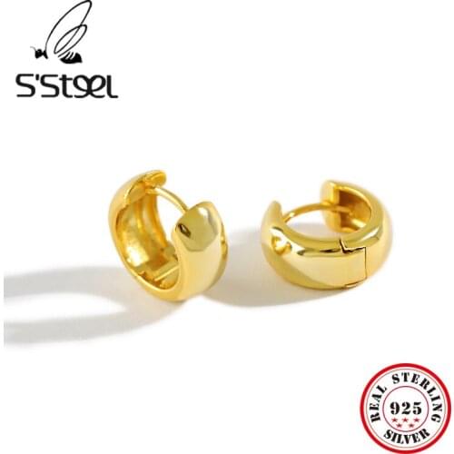 SSTEEL Round Hoop Earrings For Women 925 Sterling Silver Hoops Earring Korean Simple Earings Pendientes De Mujer Plata Jewelry