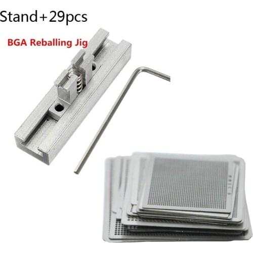 Heat Bga Reball Reballing Net Universal Stencils Template Set Kit Silver Steel Welding Fluxes With Stand