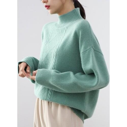 Thick Warm and Loose Sweaters Women 100% Merino Wool Knitting Pullovers 2020 Winter Autumn New Turtleneck Tops Woolen Clothes