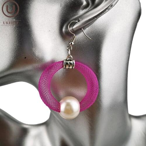 UKEBAY New Mesh Drop Earrings Women Fashion Jewelry 3 Colors Hollow Pearl Earrings Ear Accessories Handmade Earring For Wedding