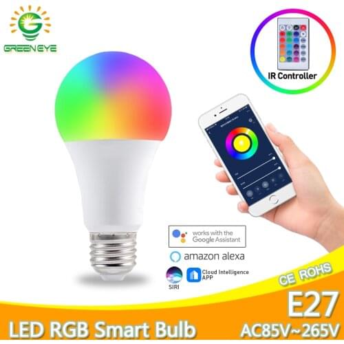 Smart Led Bulb 9W 12W Led Bulb E27 5W 10W 15W Wifi Smart Light Bulb 110V 220V Alexa Google Home RGB Lamp with IR Remote Control