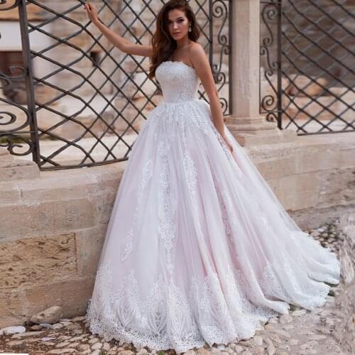 Gorgeous Ball Gown Appliques Wedding Dress Long Train Bridal Gown robe de mariee Lace Sleeveless Vestido De Novia Wedding Gown
