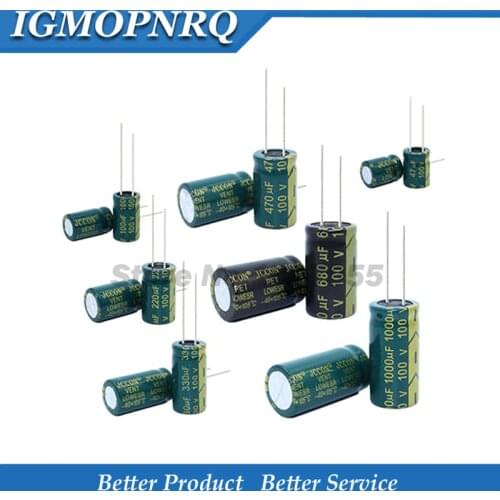 10V 16V 25V 35V 50V 400V High Frequency Low ESR Aluminum Capacitor 100UF 220UF 330UF 470UF 680UF 1000UF 1500UF 2200UF 3300UF