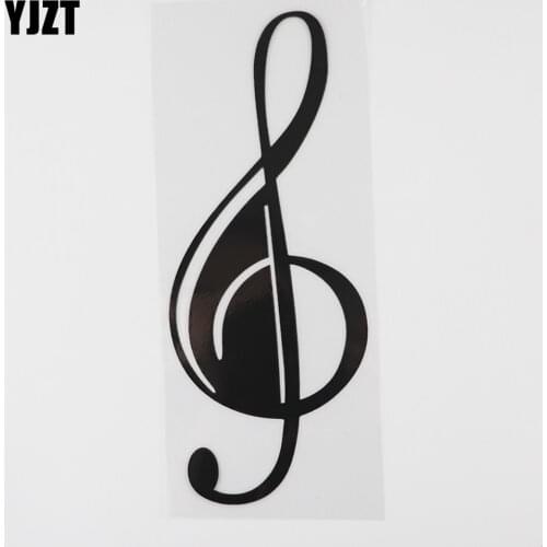 YJZT 7.6CM×19.1CM Cute Treble Clef Design Musical Decal Vinyl Car Sticker Black/Silver 8A-1174