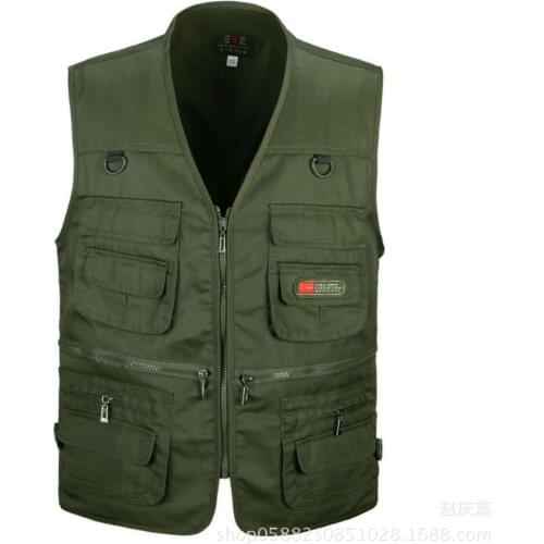 Outdoor Fishing Waistcoat Sleeveless Zipper Jacket Multi-pockets Hunting Photography Hiking Climbing Fishing Vest for Men
