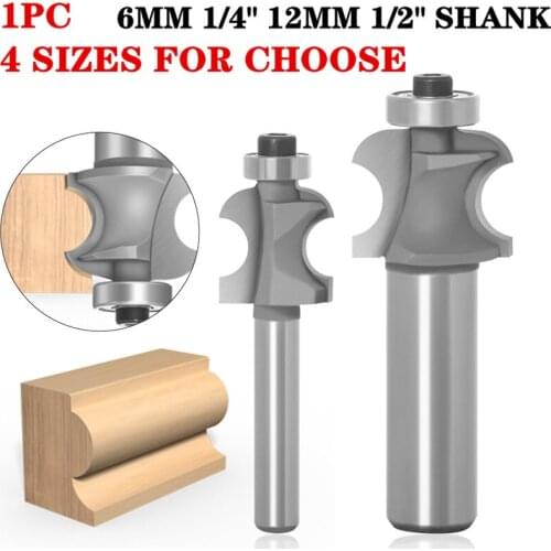 1PC Door Lip Finger Grip w/ 3/8" Radius Router Bit - 6mm/6.35mm/12mm/12.7mm Shank Trimming Mill Woodwork Cutter Power Tool
