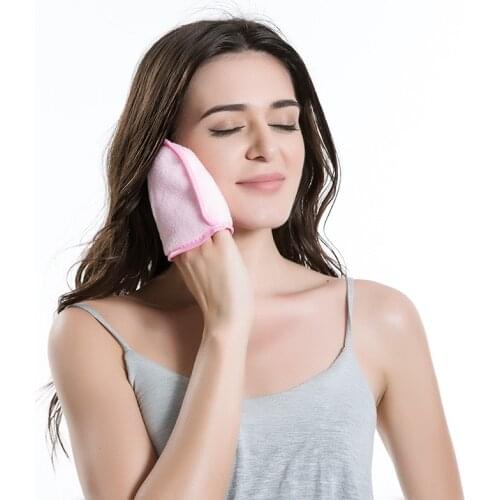 1pcs Reusable Microfiber Towel Makeup Remover Pad Face Cleaning Cloth Cleansing Glove Face Care Beauty Tools