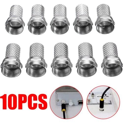 10pcs RG6 F Type Coaxial Cable Connector Plug High Quality Copper RG6 Satellite TV Antenna Coaxial Cables Plugs Connecter