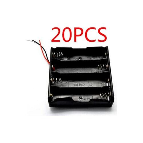 20Pcs With Wire Lead Black Plastic 4x18650 Battery 3.7V Clip Holder Storage Box Case