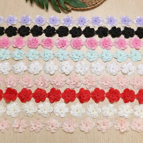 20Yards 45mm Flower Lace Trim Embroidered Applique Ribbon Fabric Sewing Supplies Craft Patch For Costume Dress Hat Decoration