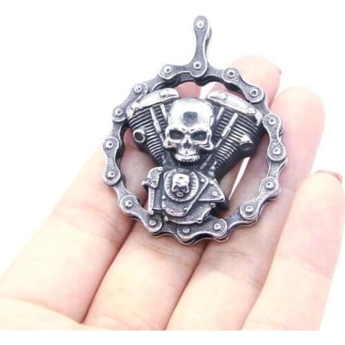 2018 Motorcycles Chain Skull Engine Pendant 316 Stainless Steel Fashion Soild Cool Biker Skull Pendant