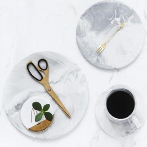 3pcs/set Ceramic marble pattern flat pad Western dish sushi plate storage tray pasta tray