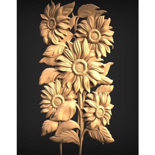 3D STL Model Sunflower for CNC Router Carving Machine Artcam aspire_Bas Relief